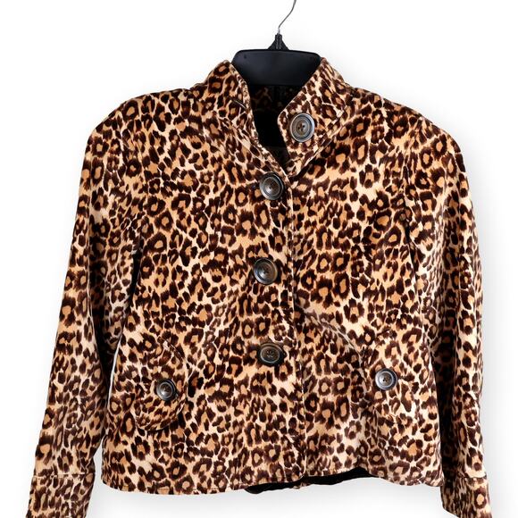 GAP Leopard Faux Fur Girls Button Jacket S - Picture 1 of 10